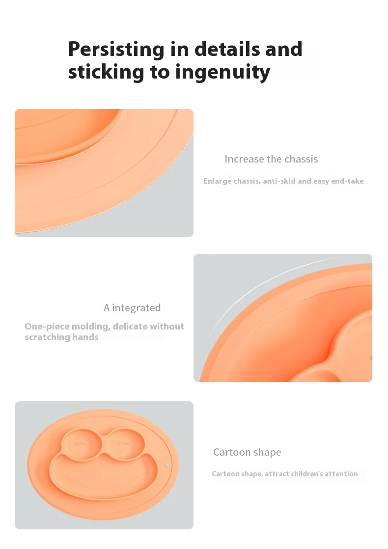 High Color Value Frog Cartoon Silicone Dinner Plate Baby Training Eating Bowl Supplementary Food Separator Suction Cup Box