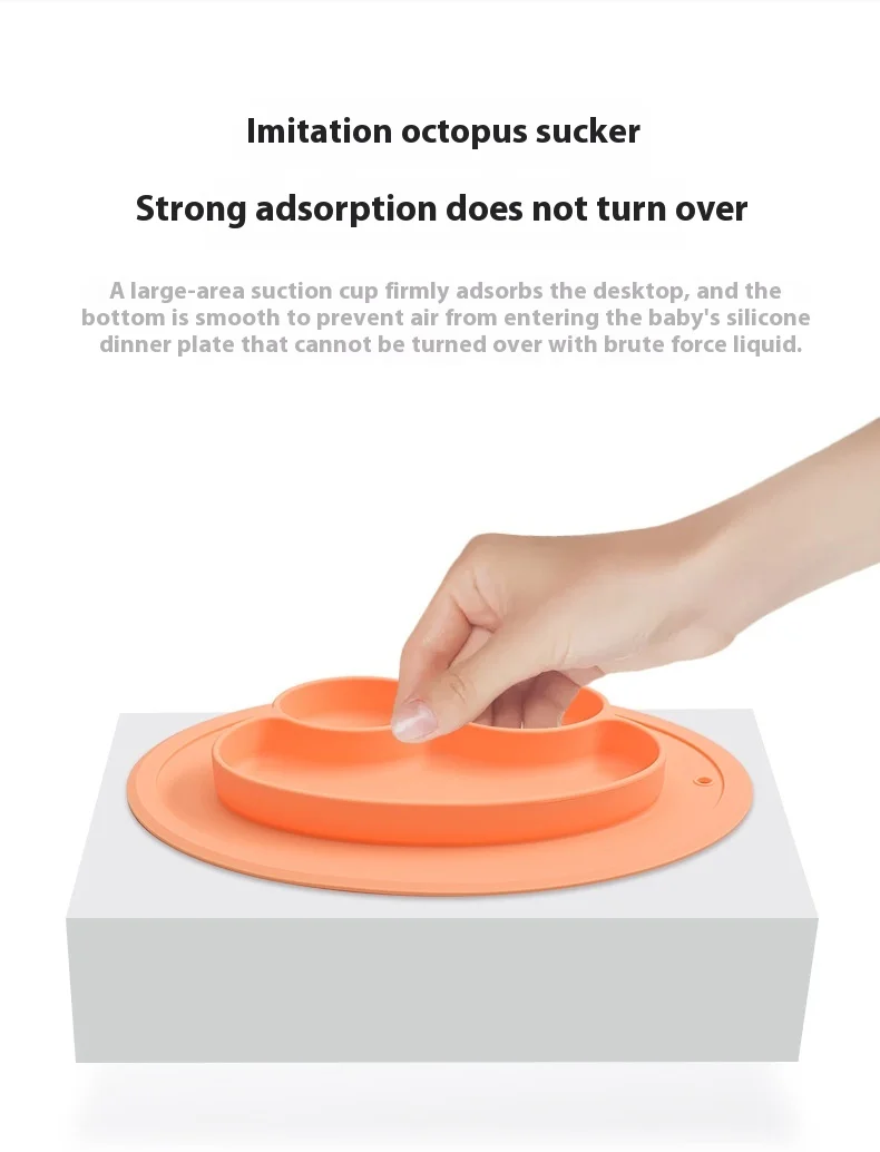 High Color Value Frog Cartoon Silicone Dinner Plate Baby Training Eating Bowl Supplementary Food Separator Suction Cup Box